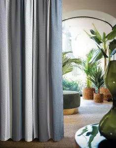 Home Curtains Seville Printed Stripe Lined 46w x 48d" (117x122cm) Grey Pencil Pleat Curtains (PAIR) With Tiebacks Included