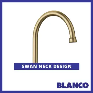 Blanco Vicus Bridge Twin Lever Swivel Spout Traditional Kitchen Mixer Tap - Brushed Brass