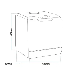 Baridi Mini Portable Tabletop 5L Dishwasher with 2-4 Place Settings, 5 Wash Functions - DH224