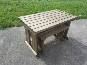 Yews Picnic Bench - Wooden Garden Table and Bench Set (8ft, Rustic brown)