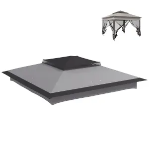 Outsunny 3.25mx3.25m 2-Tier Gazebo Cover Replacement, 30+ UV Protection, Grey