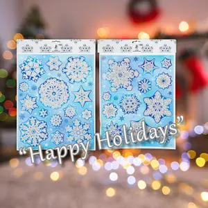 Christmas Stickers Glitter Snowflake 1 x Varied Design 42cm x 30cm Blue