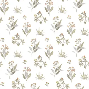 Galerie Cottage Chic Beige Large Floral and Leaf Motif EcoDeco Material Wallpaper Roll