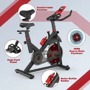 Stationary Exercise Bike with Slient Flywheel, LCD Monitor, Spin Bike for Home Gym Workout