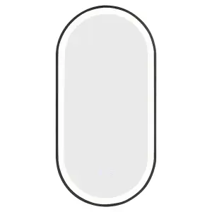 Modern Oval Anti Fog LED Wall Mirror Metal Framed 800x400mm