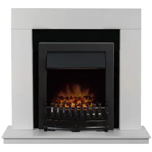 Adam Malmo Fireplace in White & Black/White with Blenheim Electric Fire in Black, 39 Inch