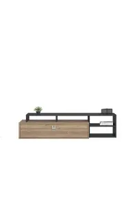 Optimo TV Stand with 4 Shelves and 1 Cabinet, 210 x 40 x 38 cm TV Unit Table for TVs up to 65 inch, Oak/Anthracite