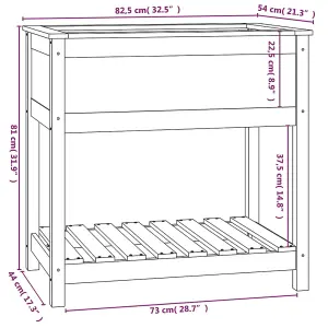 Berkfield Planter with Shelf Black 82.5x54x81 cm Solid Wood Pine