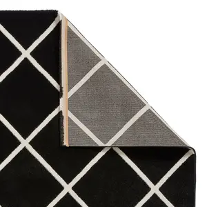 Black White Modern Geometric Easy To Clean Rug For Dining Room-120cm X 170cm