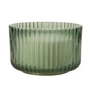 Candlelight Green Ridged Christmas Walk Medium Candle