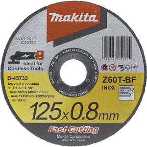 Makita B-45733 Fast Cutting Super Thin Metal Grinder Disc 125mm 0.8mm 22.23mm