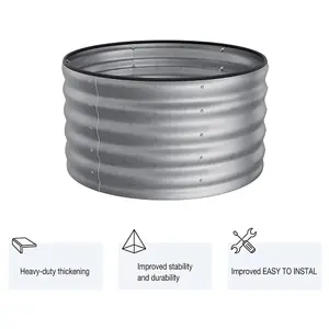 80cm Dia Galvanized Steel Outdoor Raised Garden Bed Round  Garden Bed, Silver