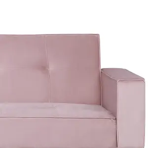 Beliani Glam Sofa Bed VISNES Pink Velvet