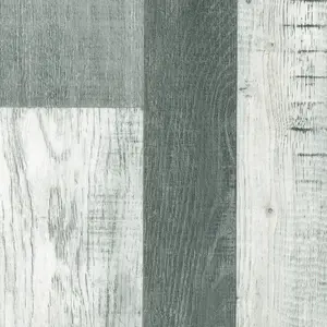 Grey White Wood Effect Vinyl Flooring For LivingRoom, Kitchen, 2.7mm Cushion Backed, Vinyl Sheet-2m(6'6") X 2m(6'6")-4m²