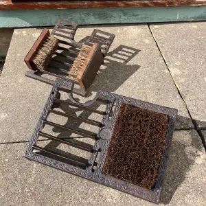 Classic Cast Iron Boot Jack, Scraper and Brush Double Pack