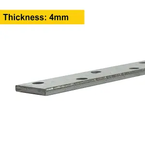 Pack of 4 - Heavy Duty 4mm Thick Galvanised Metal Flat Plate - Jointing Mending Plate - Flat Metal Bracket - Restraint Strap 300mm