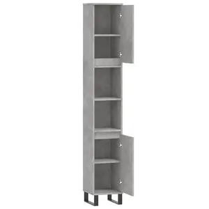 Berkfield Bathroom Cabinet Concrete Grey 30x30x190 cm Engineered Wood