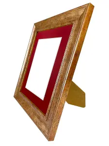 Scandi Gold Frame with Red Mount for Image Size 10 x 8 Inch