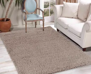 Serdim Rugs Plain Living Room Shaggy Area Rugs L.Beige 80x150 cm