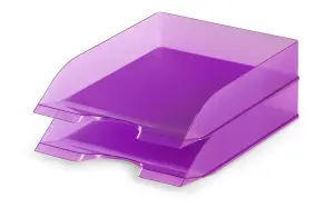 Durable Translucent Stackable Letter Tray Document Paper File - A4+ Clear Purple