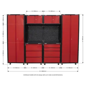 Sealey American Pro 2.6m Modular Storage System 665mm - Red APMS80COMBO2