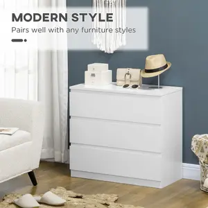 HOMCOM Chest of Drawers, 3 Drawer Storage Cabinet Unit for Bedroom, White