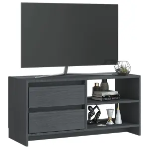 vidaXL TV Cabinet Grey 80x31x39 cm Solid Pinewood