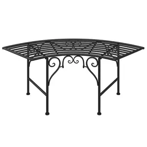 Berkfield Tree Bench 113 cm Black Steel