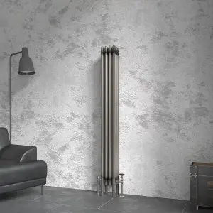 Right Radiators 1500x200 mm Vertical Traditional 4 Column Cast Iron Style Radiator Raw Metal