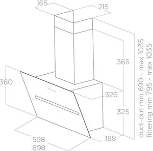 Elica SHY-WH-90 Shy 90cm Angled Cooker Hood - White Glass