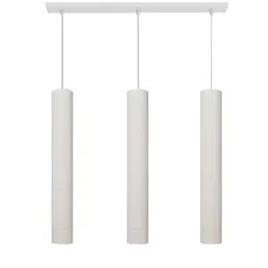 Luminosa Tuba Straight Bar Pendant Ceiling Light White 60cm