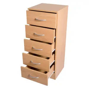 Tall chest of 5 drawers Beech Bedroom furniture