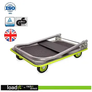 LoadIt 150kg Folding Foldable Flatbed Platform Trolley, Hand Truck, Moving Trolley on Wheels, Heavy Duty, ISO 9001 & TUV GS