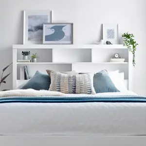 Arizona White Wooden Bookcase Ottoman Storage Bed Double