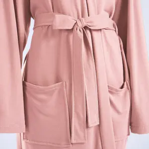 Jersey Dressing Gown Womens Soft Luxury Full-Length Robe, Blush - S/M