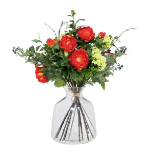 Blooming Artificial - 65cm / 2.25ft Red Faux Regal Bouquet