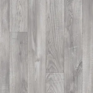 Grey Wood Effect Anti-Slip Vinyl Flooring For LivingRoom, Kitchen, 2.8mm Cushion Backed Vinyl Sheet-6m(19'8") X 4m(13'1")-24m²