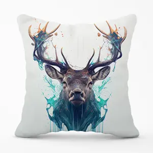 Stag Face Splashart Cushions 45cm x 45cm