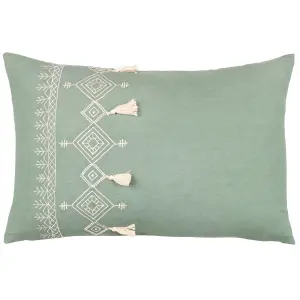 furn. Pritta Embroidered Tasselled Feather Filled Cushion