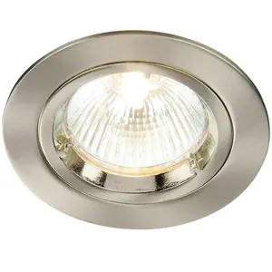 Fixed Round Recess Ceiling Down Light Nickel 80mm Flush GU10 Lamp Holder Fitting