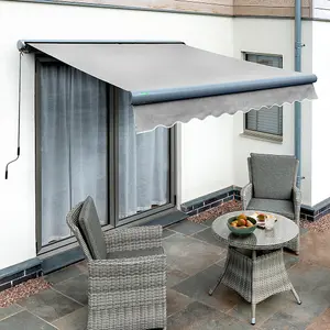 Primrose Awnings 2.5m x 2.0m Retractable Electric Full Cassette Charcoal Frame Silver Awning Outdoor Patio Canopy