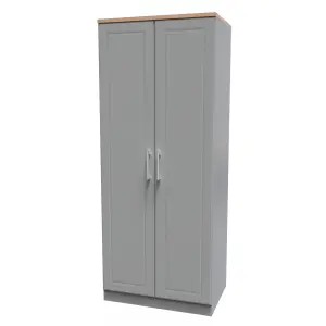 Kent Ready assembled Traditional Matt dusk grey & oak Large Double Wardrobe (H)1825mm (W)740mm (D)530mm