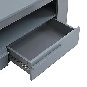 Portland TV Stand With Storage for Living Room and Bedroom, 1400 Wide, Two Drawers Storage, Media Storage, Grey Finish