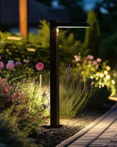 Solar Outdoor LED Bollard Lamp Black PARKERS