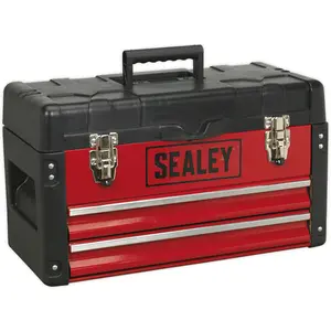 Durable Portable 3 Drawer Toolbox with Auto Locking Mechanism - Red - Ideal Tool Storage Solution