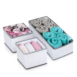 LIVIVO Set of 8 Canvas Fabric Storage Box Organiser - Suitable for Dressers, Drawers Collapsible Closet & Wardrobe