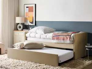 Velvet EU Single Trundle Bed Beige TROYES