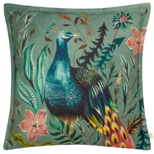 Wylder Holland Park Peacock Floral Polyester Filled Cushion