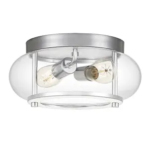 Elstead Quoizel Trilogy Cylindrical Ceiling Light Polished Chrome, IP44