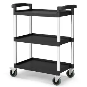 COSTWAY 3-Tire Metal Rolling Cart 150KG Capacity Tool Trolley with Lockable Universal Wheels